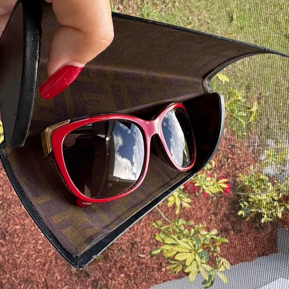 Fendi Red Sunglasses with original COA card & case